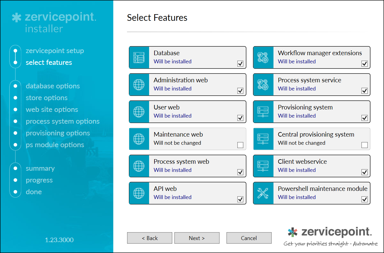 installation experience showcase feature select